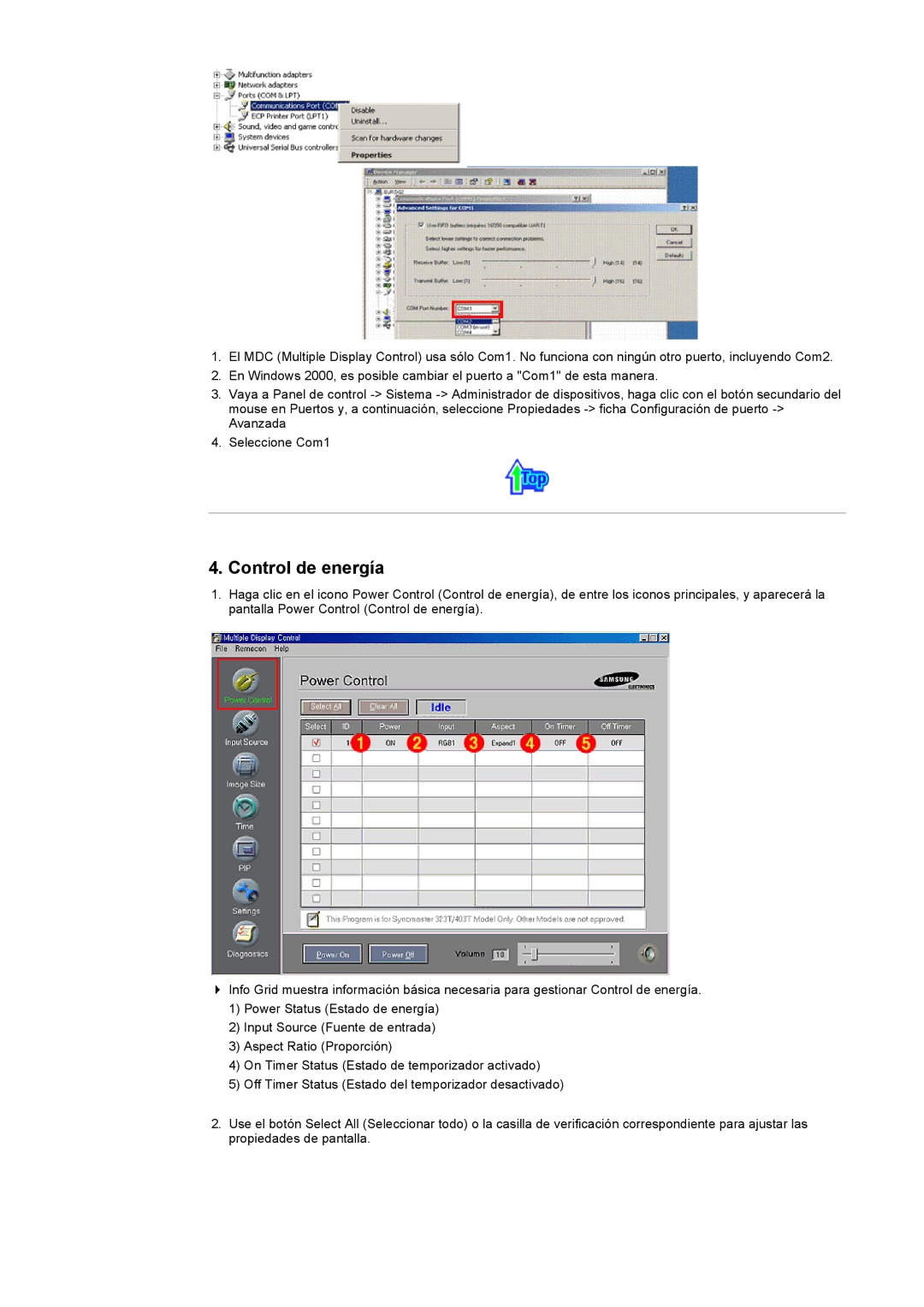 Samsung CK40BSNS/EDC, CK40PSNS/EDC manual Control de energía 