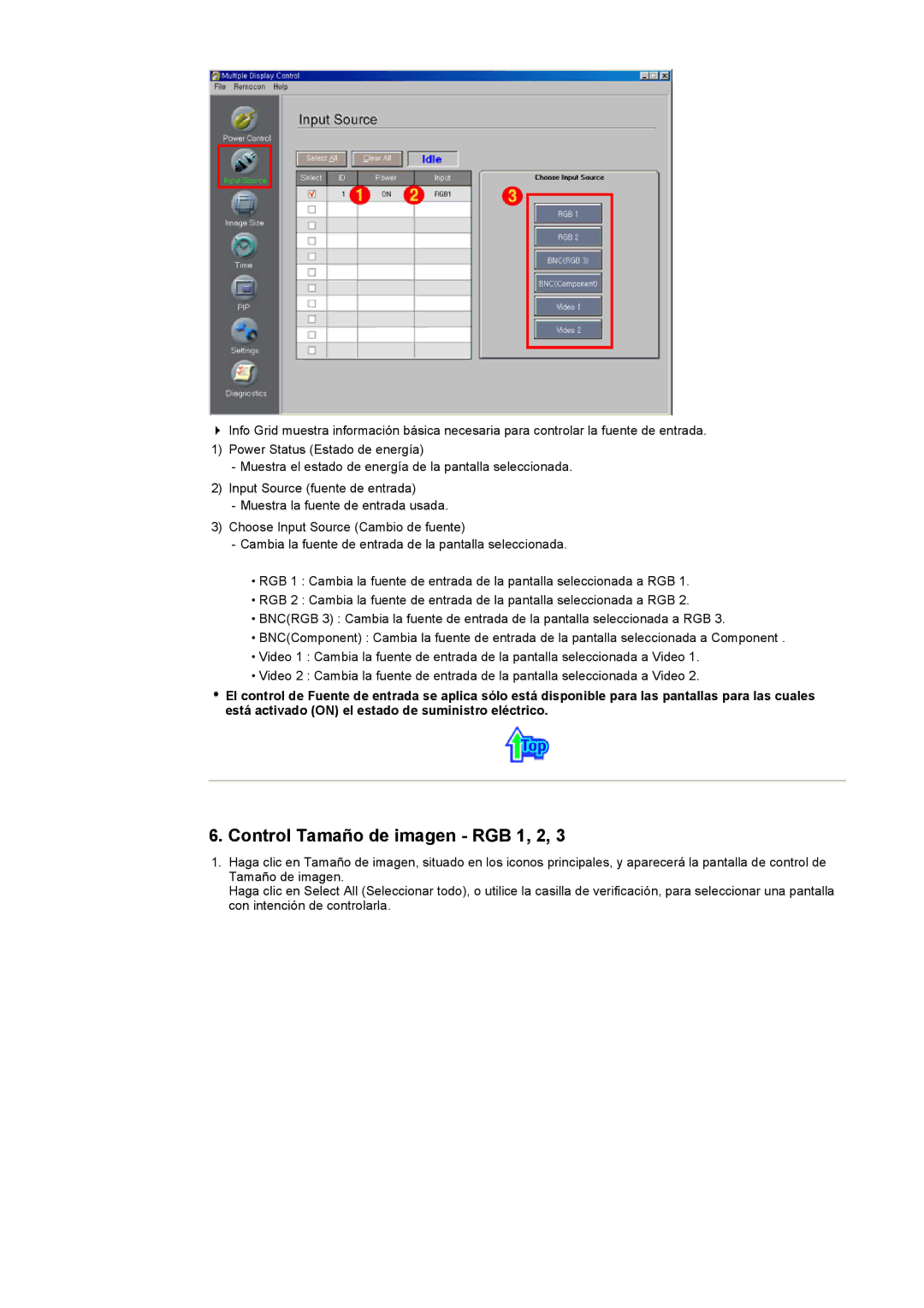 Samsung CK40BSNS/EDC, CK40PSNS/EDC manual Control Tamaño de imagen RGB 1, 2 