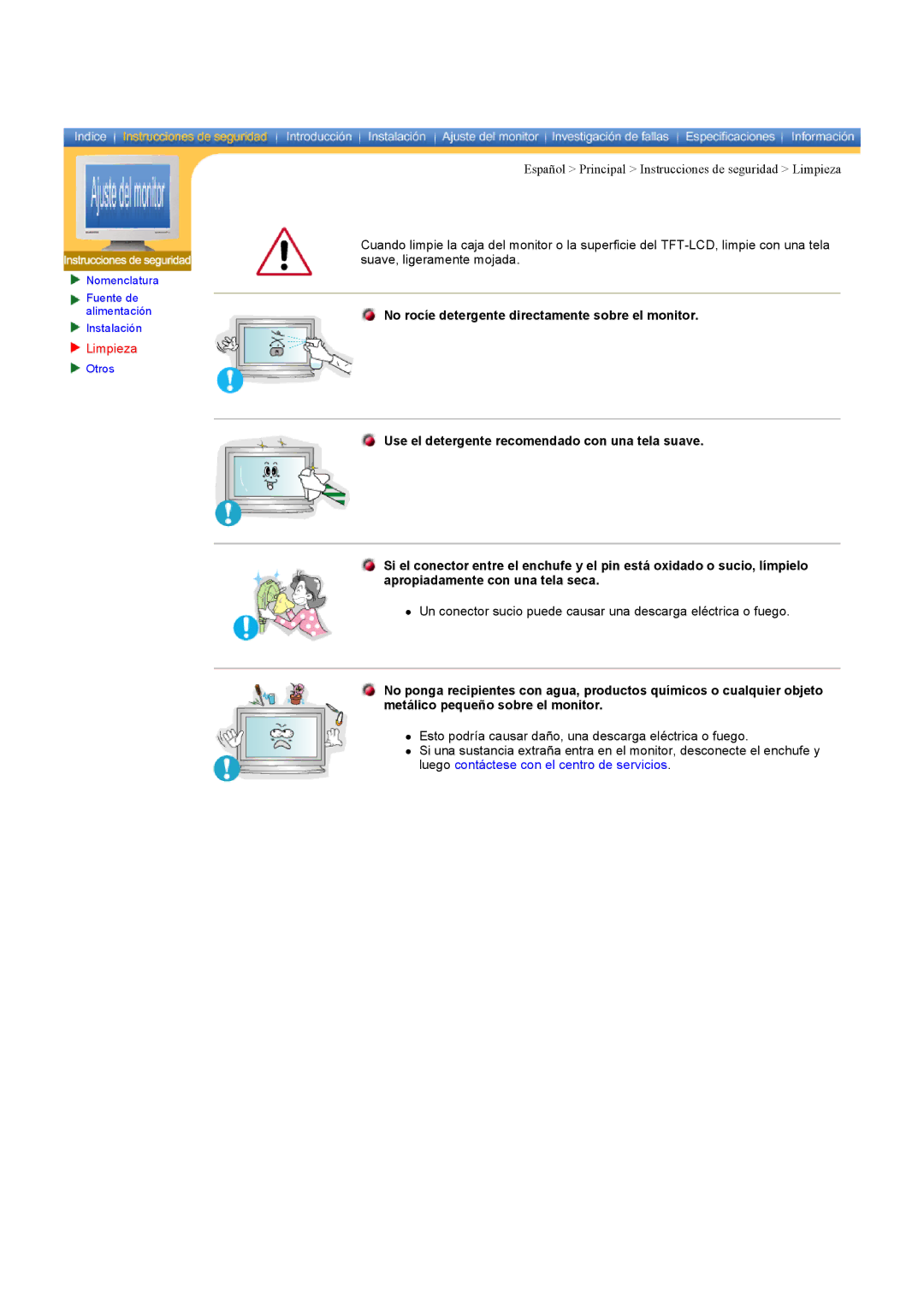 Samsung CK40BSNS/EDC, CK40PSNS/EDC manual Limpieza, Use el detergente recomendado con una tela suave 