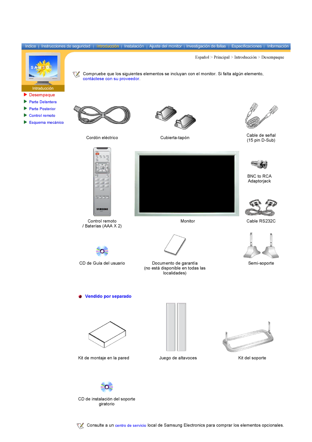 Samsung CK40PSNS/EDC, CK40BSNS/EDC manual Desempaque, Vendido por separado 