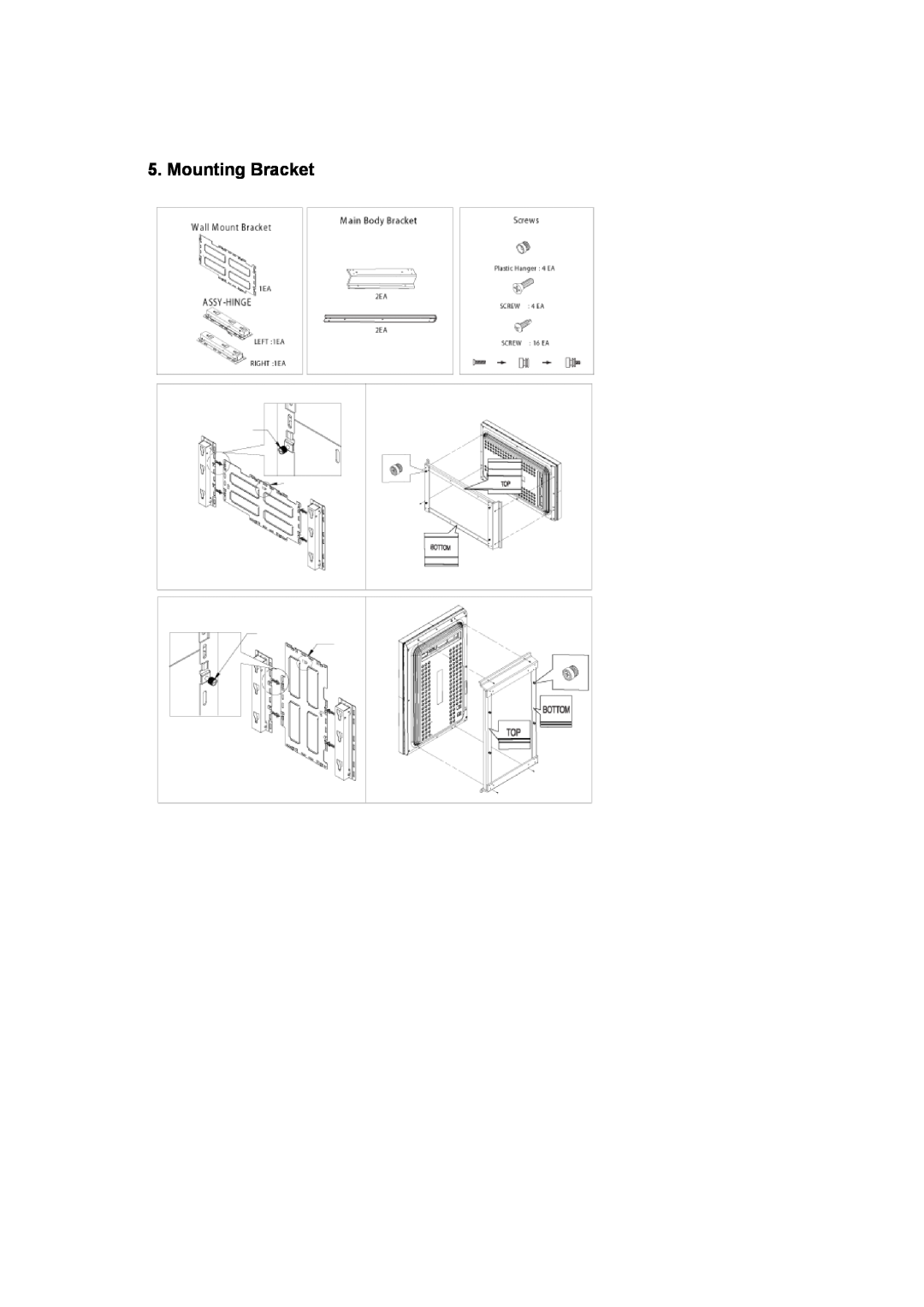 Samsung CK40PSNS/EDC, CK40BSNS/EDC manual Mounting Bracket 