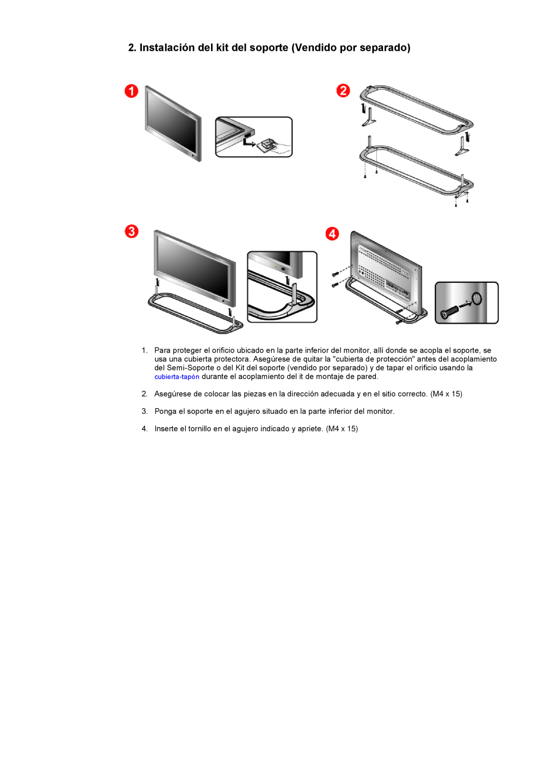 Samsung CK40PSNS/EDC, CK40BSNS/EDC manual Instalación del kit del soporte Vendido por separado 
