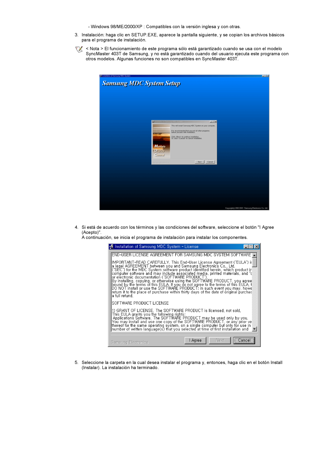 Samsung CK40PSNS/EDC, CK40BSNS/EDC manual Windows 98/ME/2000/XP Compatibles con la versión inglesa y con otras 