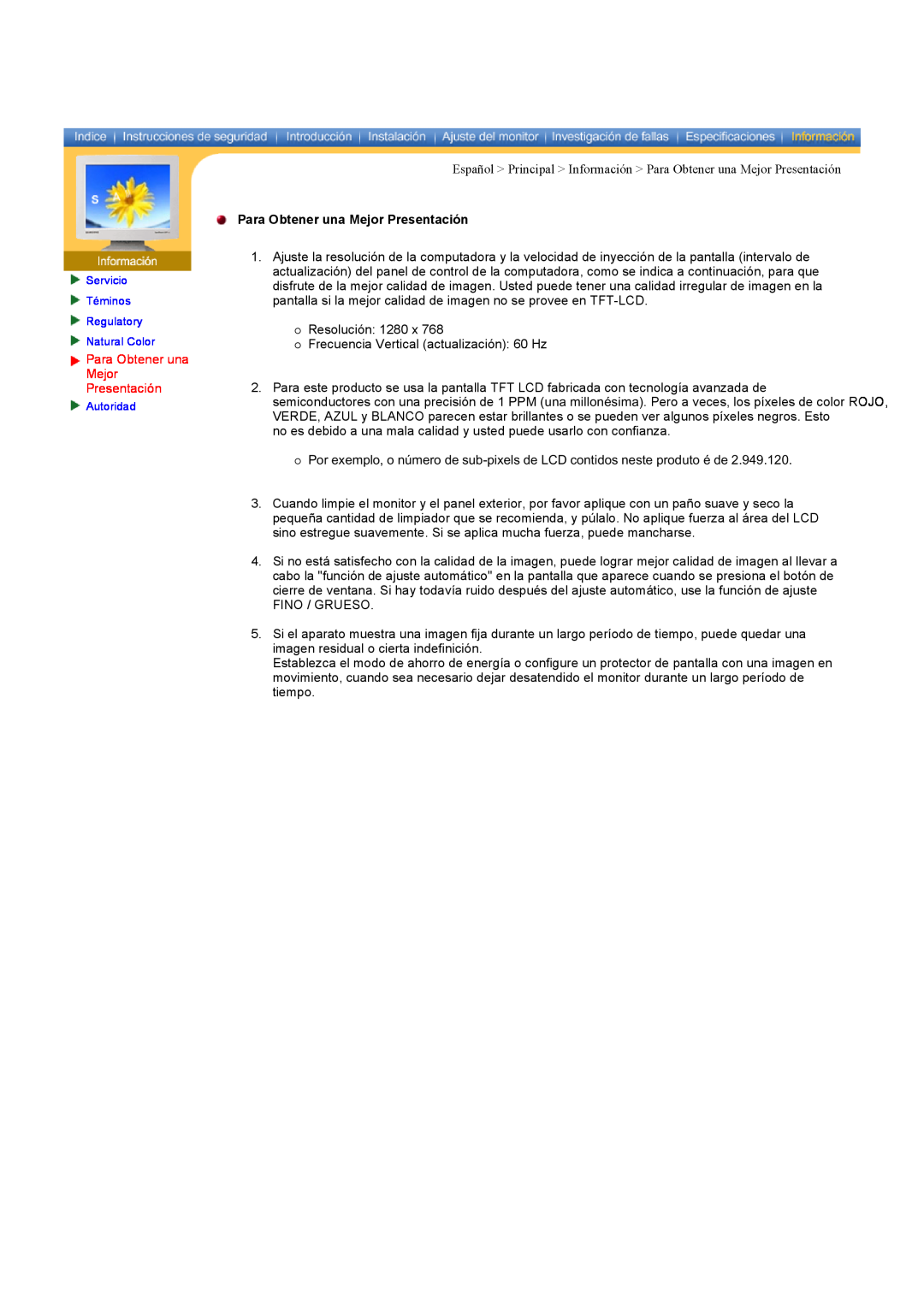 Samsung CK40PSNS/EDC, CK40BSNS/EDC manual Para Obtener una Mejor Presentación 