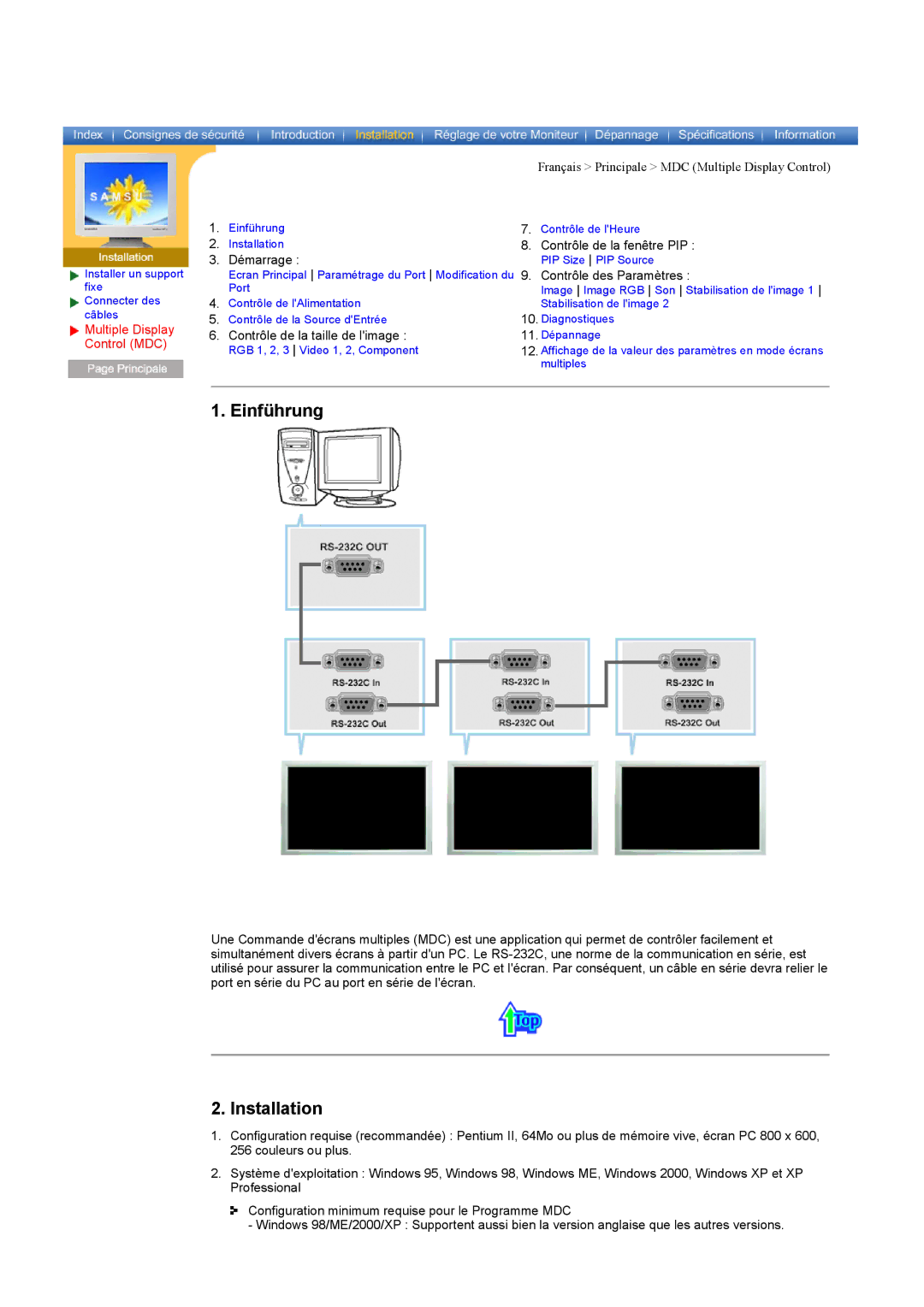 Samsung CK40PSNSF/EDC, CK40PSNB/EDC, CK40PSSS/EDC, CK40PSNBF/EDC manual Einführung, Installation, Multiple Display Control MDC 