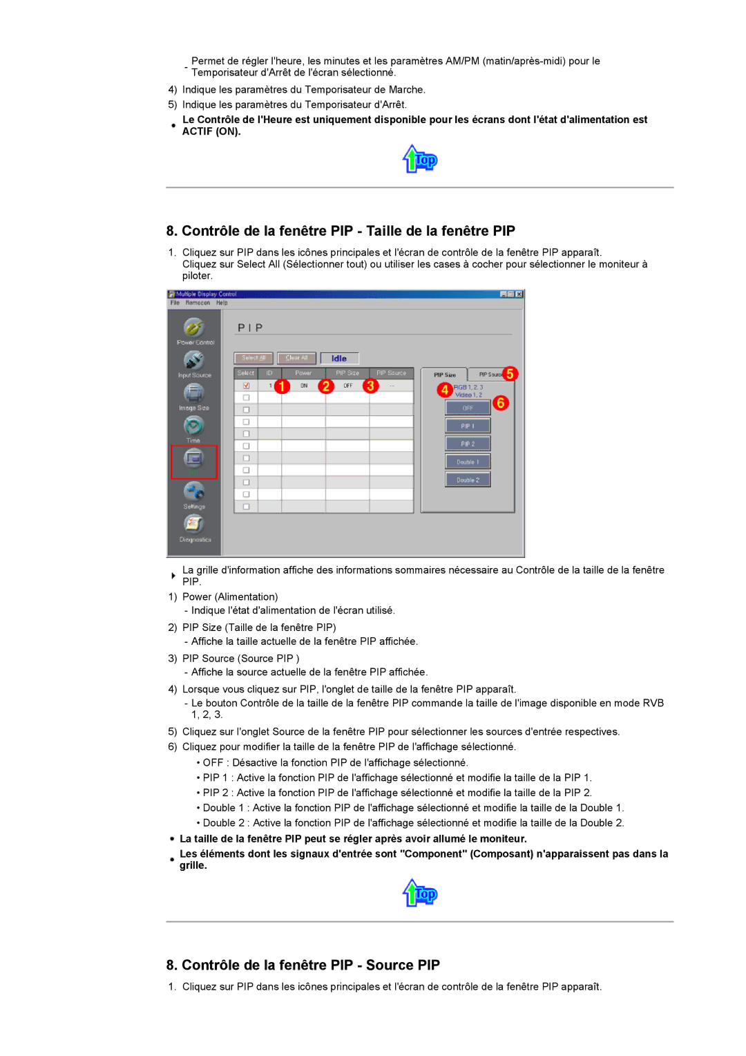 Samsung CK40PSNS/EDC manual Contrôle de la fenêtre PIP Taille de la fenêtre PIP, Contrôle de la fenêtre PIP Source PIP 