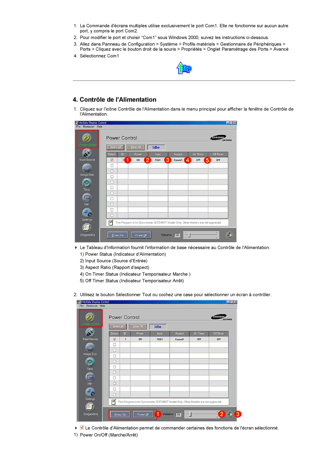 Samsung CK40PSNS/EDC, CK40PSNB/EDC, CK40PSSS/EDC, CK40PSNBF/EDC, CK40PSSB/EDC, CK40PSNBG/EDC manual Contrôle de lAlimentation 