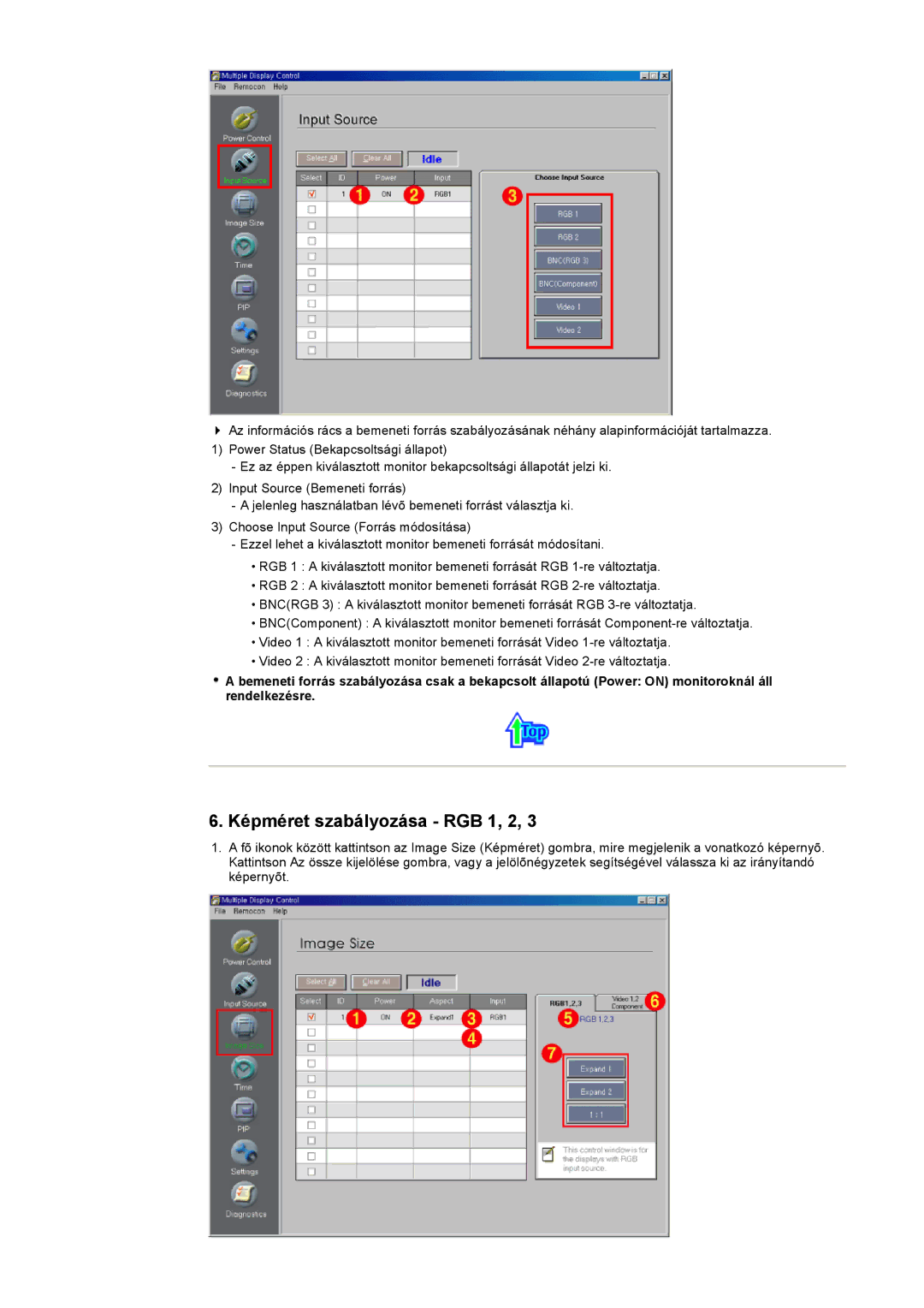 Samsung CK40PSNBG/EDC, CK40BSNS/EDC, CK40PSNS/EDC, CK32PSNS/EDC, CK32PSNB/EDC manual Képméret szabályozása RGB 1, 2 