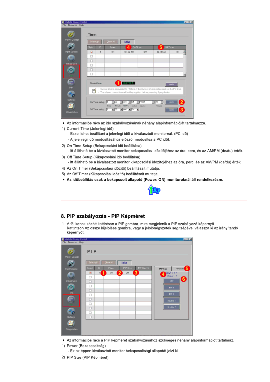 Samsung CK40PSNS/EDC, CK40PSNBG/EDC, CK40BSNS/EDC, CK32PSNS/EDC, CK32PSNB/EDC manual PIP szabályozás PIP Képméret 