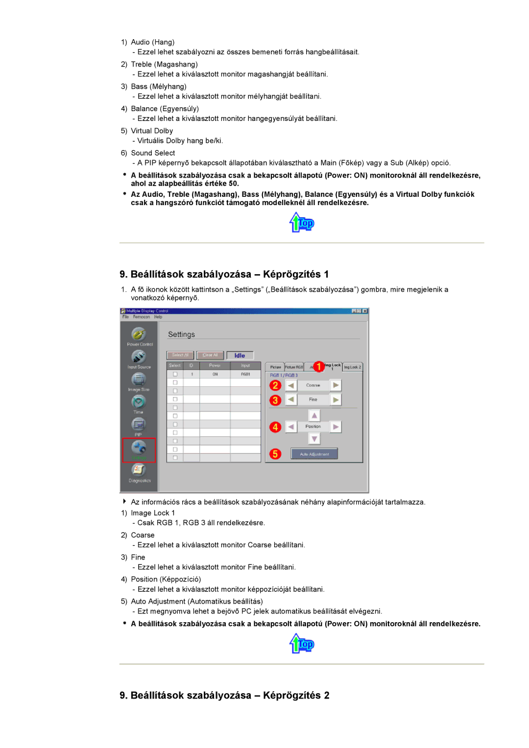 Samsung CK40BSNS/EDC, CK40PSNBG/EDC, CK40PSNS/EDC, CK32PSNS/EDC, CK32PSNB/EDC manual Beállítások szabályozása Képrögzítés 