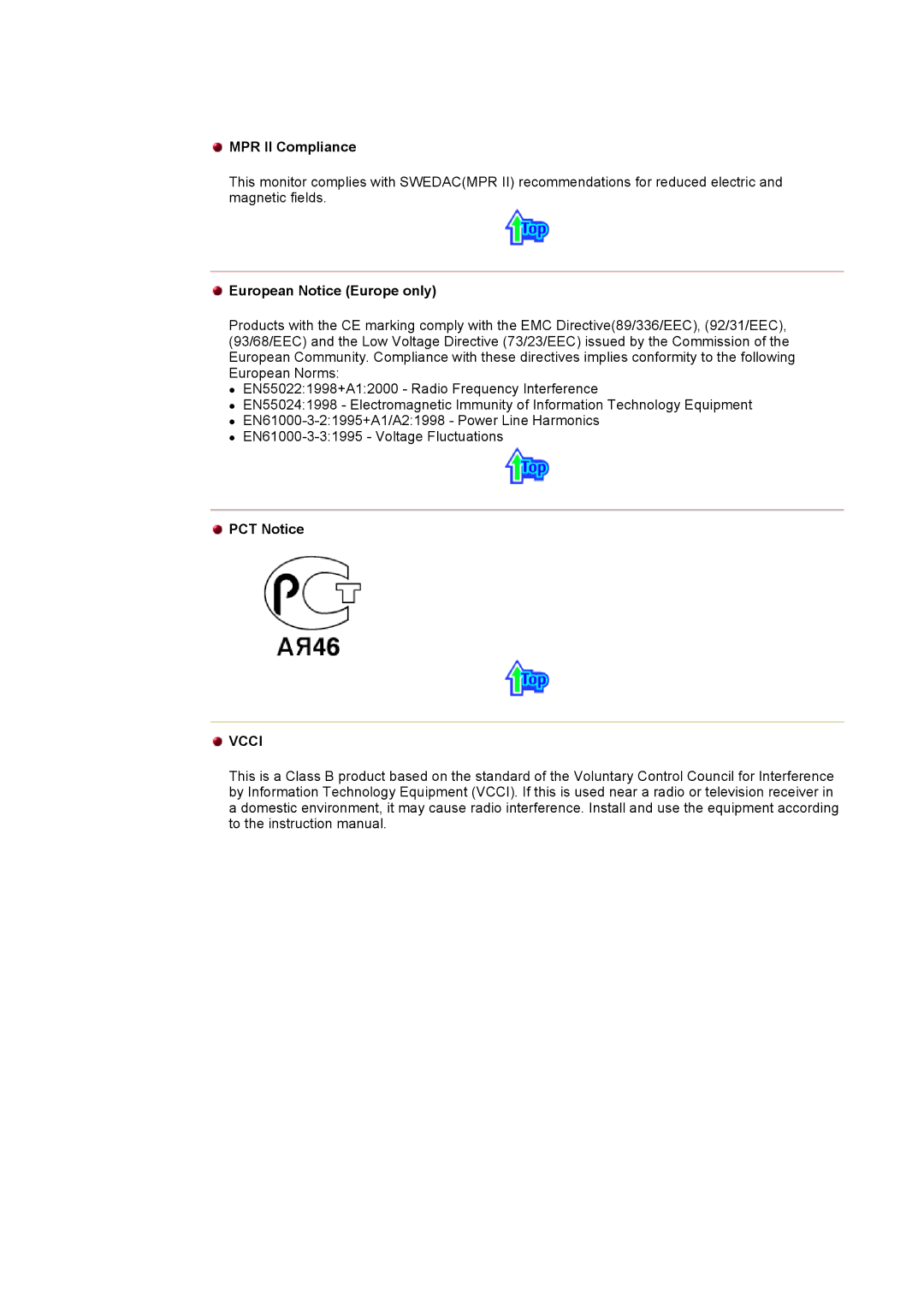 Samsung CK32PSNB/EDC, CK40PSNBG/EDC, CK40BSNS/EDC, CK40PSNS/EDC MPR II Compliance, European Notice Europe only, PCT Notice 