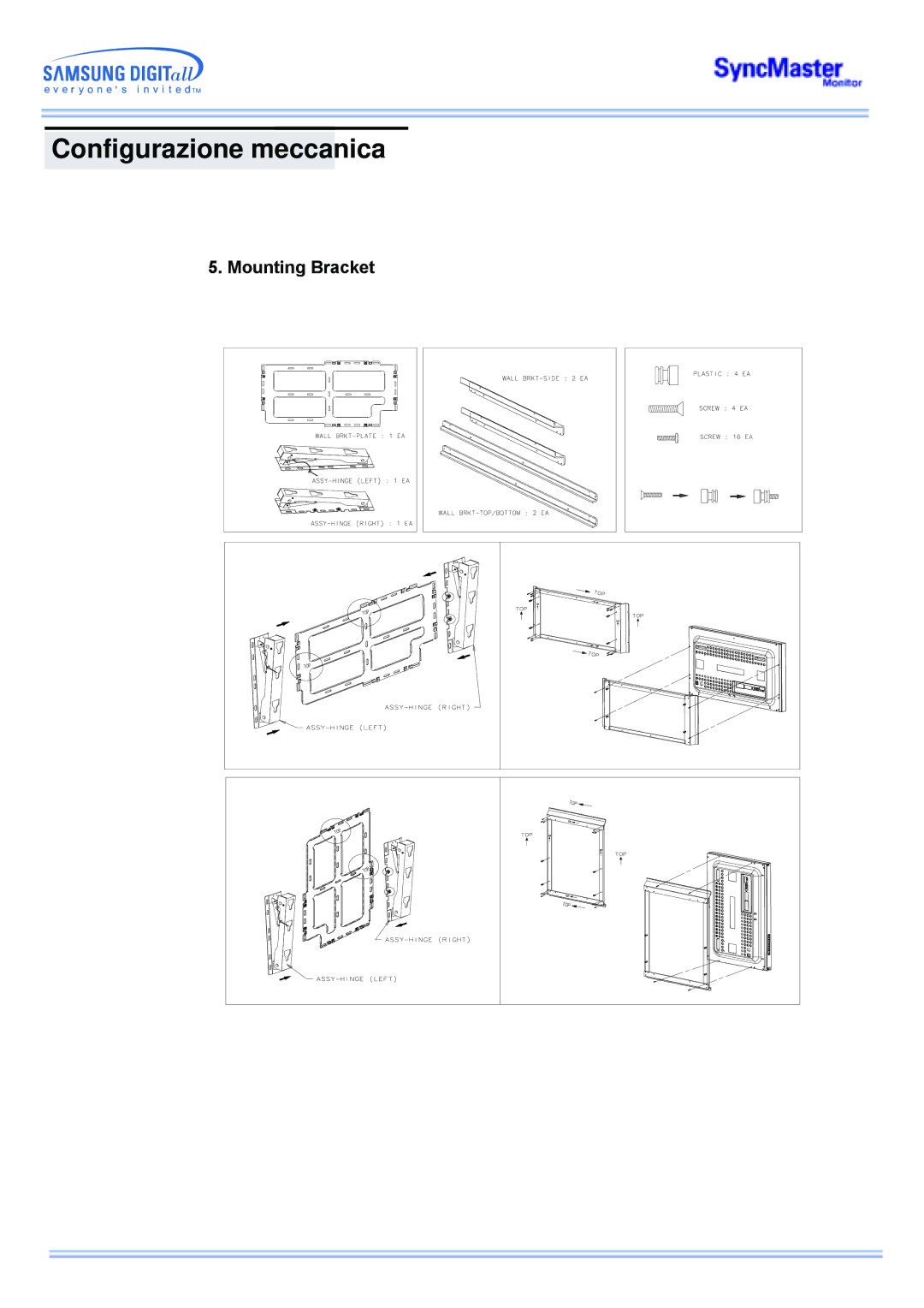 Samsung CK40PSNBG/EDC, CK40BSNS/EDC, CK40PSNS/EDC, CK32PSNS/EDC, CK40BSNB/EDC manual Mounting Bracket 