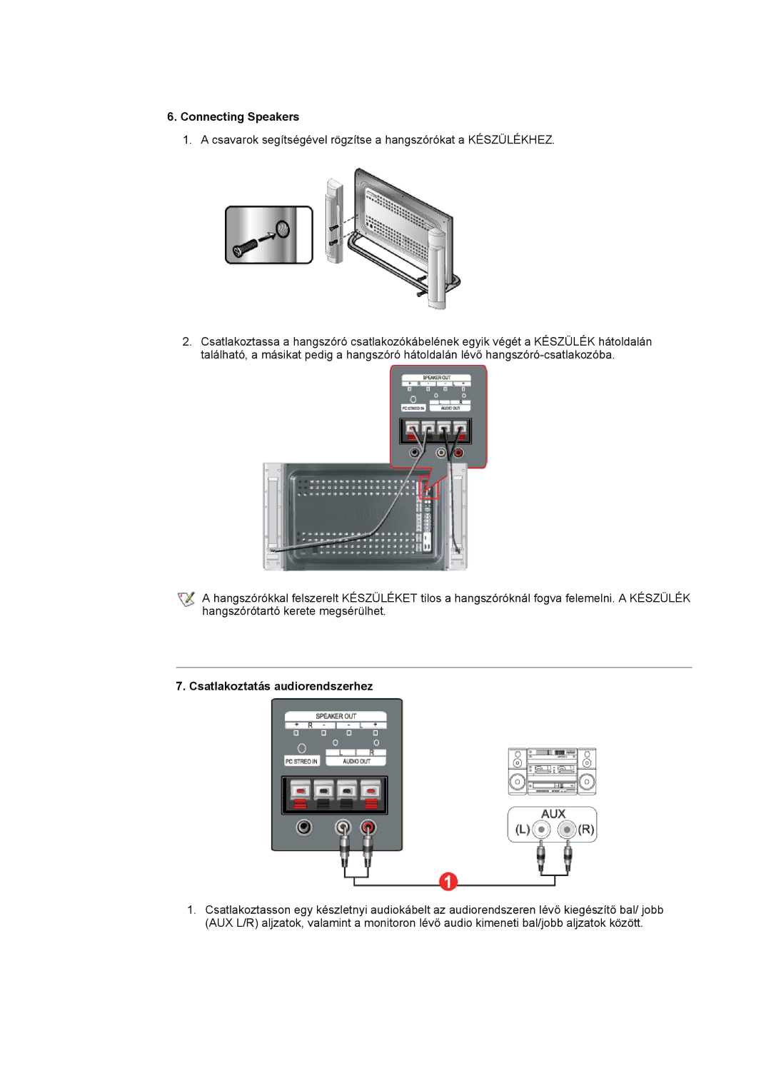 Samsung CK40PSNBG/EDC, CK40BSNS/EDC, CK40PSNS/EDC manual Connecting Speakers 