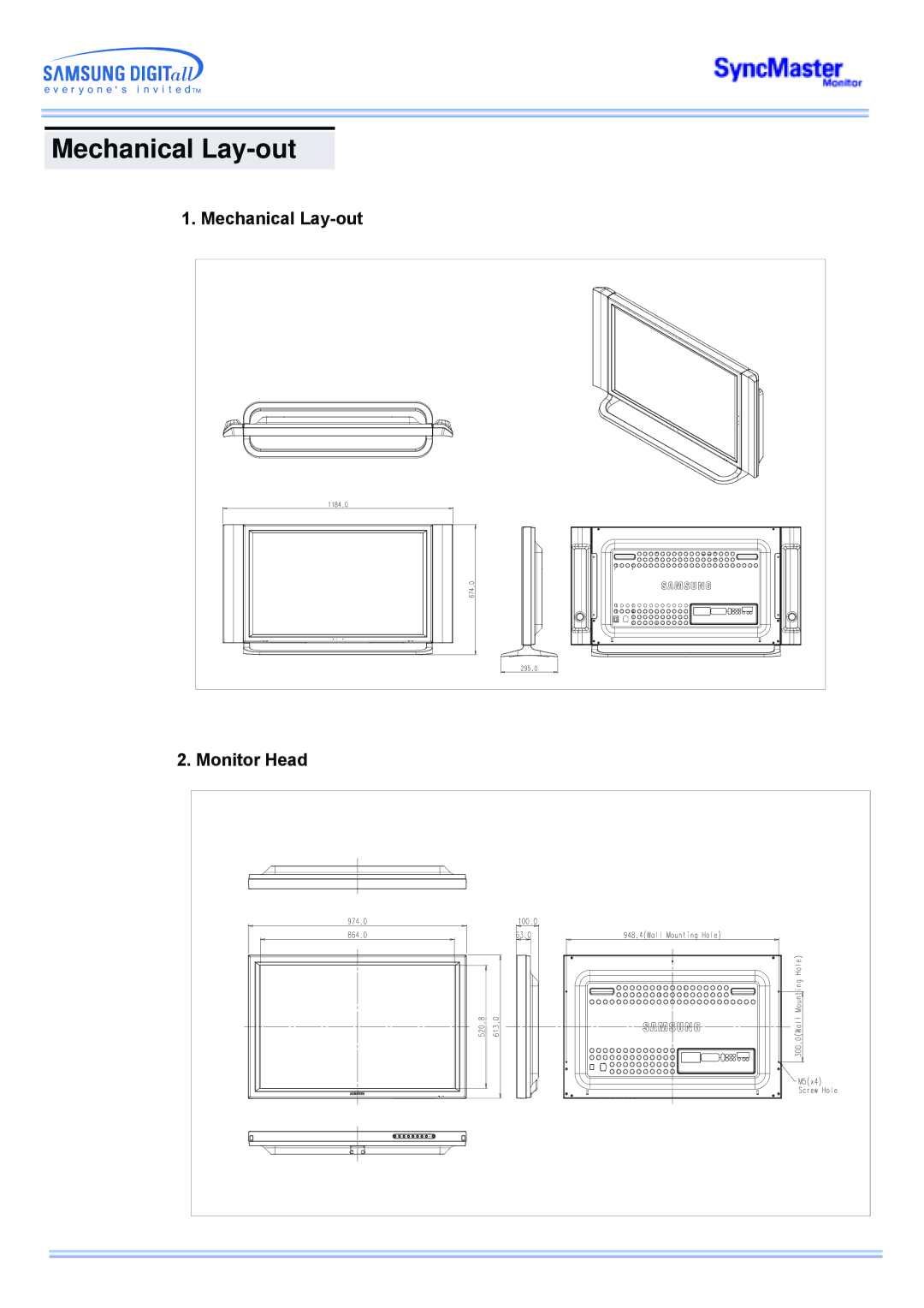 Samsung CK40PSNB/EDC, CK40PSNSG/EDC, CK40BSNB/XSJ, CK40BSNS/XSJ, CK40PSNB/XSJ manual Mechanical Lay-out Monitor Head 