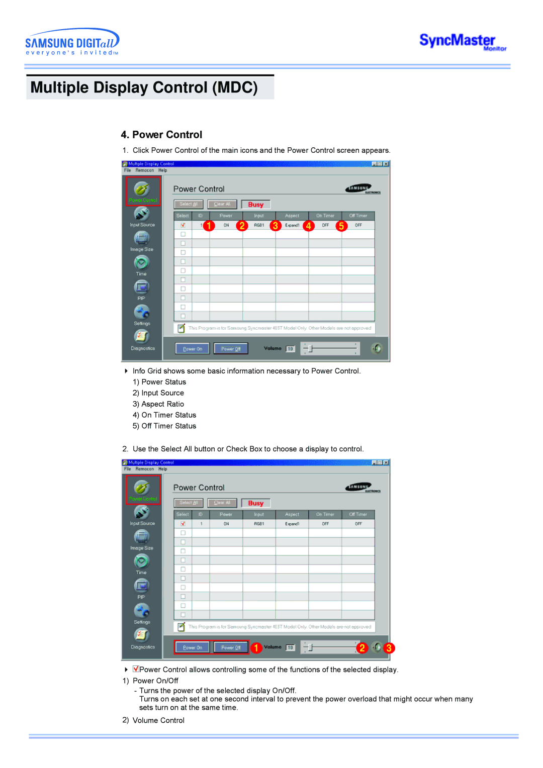 Samsung CK40BSNB/XSJ, CK40PSNSG/EDC, CK40PSNB/EDC, CK40BSNS/XSJ, CK40PSNB/XSJ, CK40PSNS/XSJ, CK32PSNS/XSJ manual Power Control 