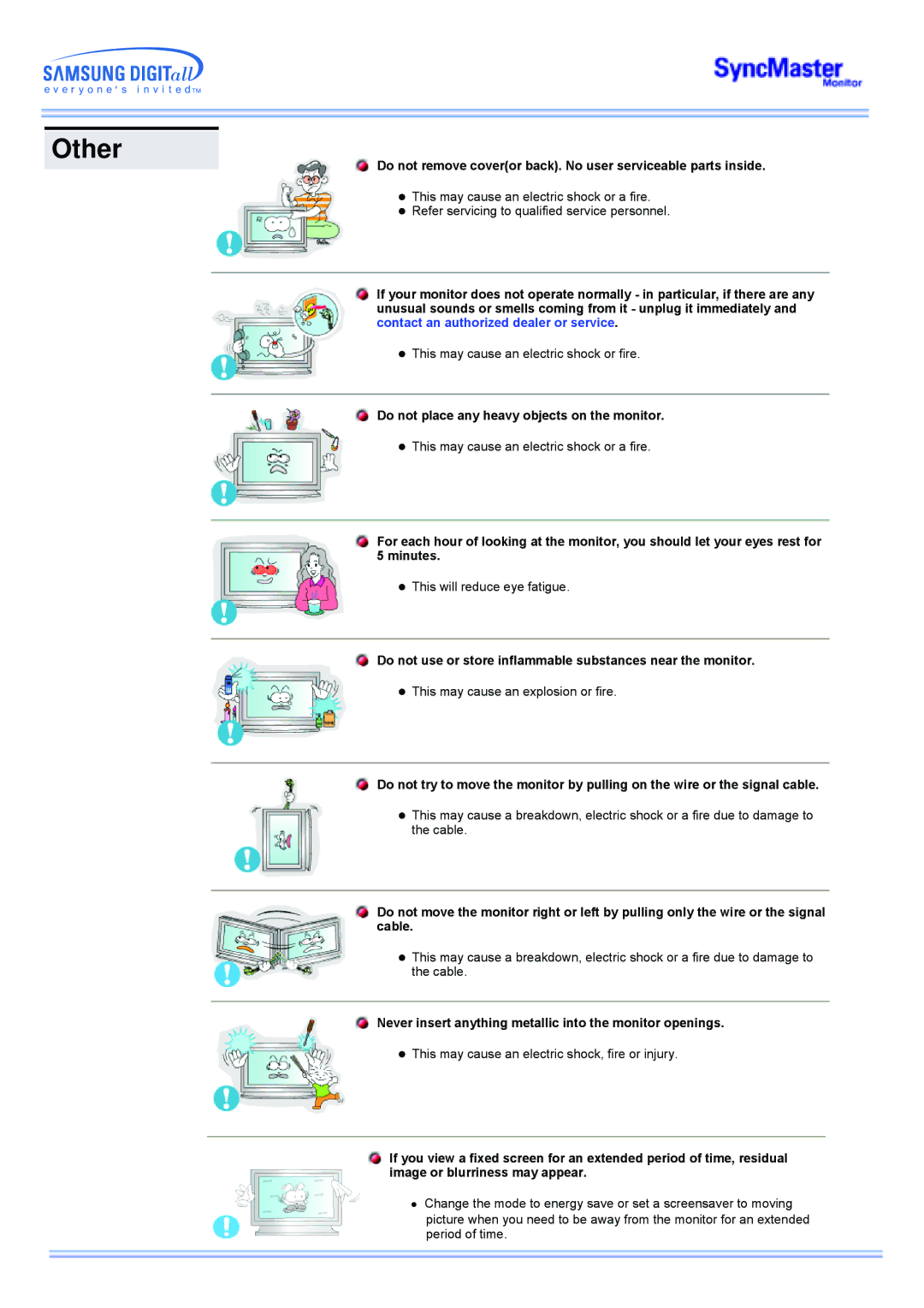 Samsung CK40PSSS/XSJ, CK40PSNSG/EDC, CK40PSNB/EDC, CK40BSNB/XSJ manual Other, Do not place any heavy objects on the monitor 