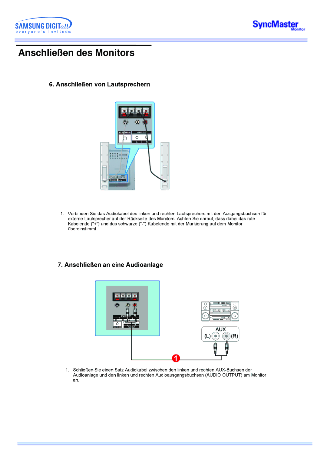 Samsung CK40BSNS/EDC, CK40PSNSG/EDC, CK40PSNB/EDC manual Anschließen von Lautsprechern, Anschließen an eine Audioanlage 