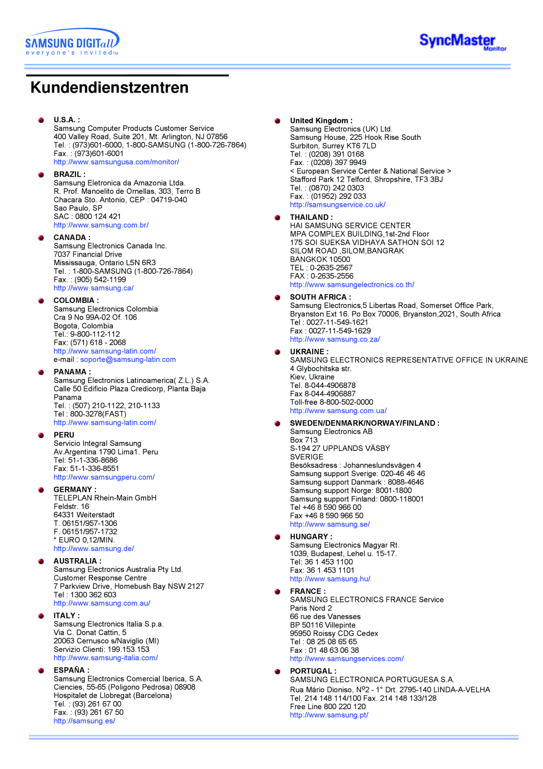 Samsung CK40PSNB/EDC, CK40PSNSG/EDC, CK40PSNBG/EDC, CK40BSNS/EDC, CK40PSNS/EDC manual Kundendienstzentren, United Kingdom 