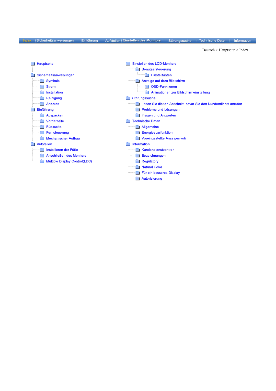 Samsung CK40PSNBG/EDC, CK40PSNSG/EDC, CK40PSNB/EDC, CK40BSNS/EDC, CK40PSNS/EDC manual Deutsch Hauptseite Index 