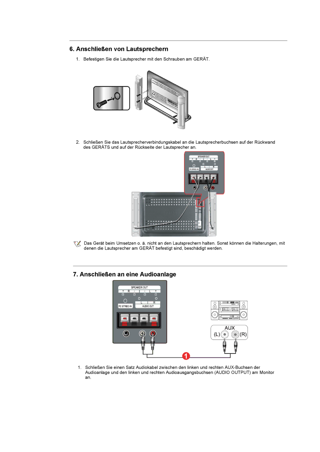 Samsung CK40PSNB/EDC, CK40PSNSG/EDC, CK40PSNBG/EDC, CK40BSNS/EDC, CK40PSNS/EDC manual Anschließen von Lautsprechern 