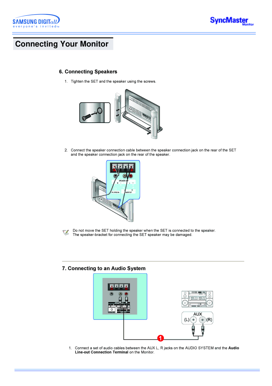 Samsung CK40BSNB/XSJ, CK40PSNSG/EDC, CK40PSNB/EDC, CK40PSSS/EDC manual Connecting Speakers, Connecting to an Audio System 