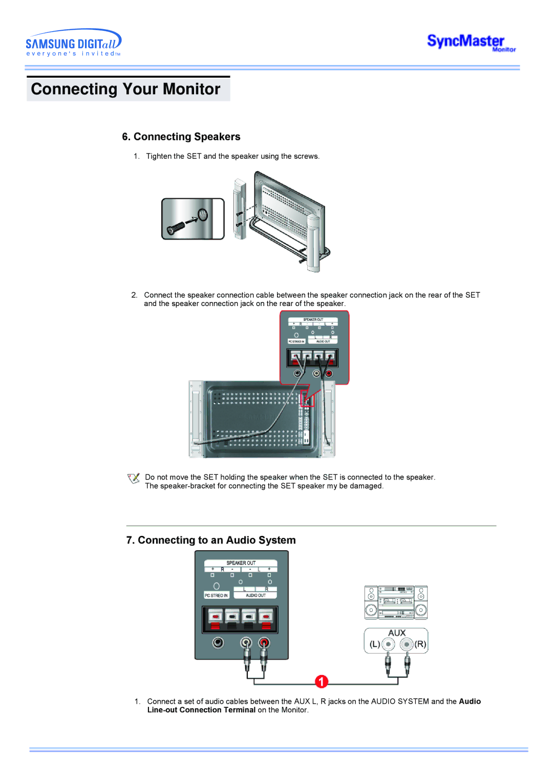 Samsung CK40PSNBG/EDC, CK40PSNSG/EDC, CK40PSNB/EDC, CK40PSSS/EDC, CK40PSNBF/EDC, CK40PSSB/EDC, CK40BSNB/XSJ Connecting Speakers 