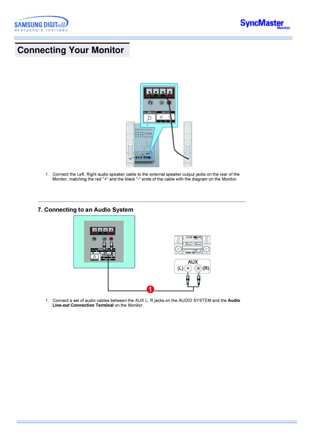 Samsung CK40PSSS/EDC, CK40PSNSG/EDC, CK40PSNB/EDC, CK40PSNBF/EDC, CK40PSSB/EDC, CK40PSNBG/EDC Connecting to an Audio System 