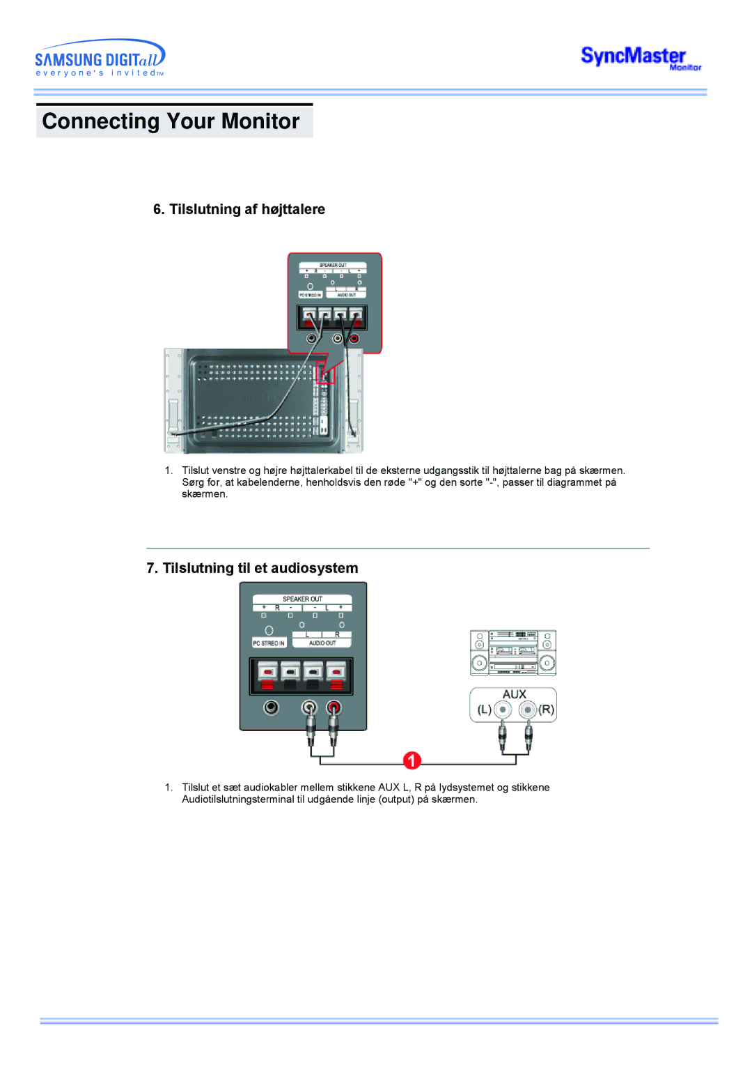 Samsung CK40BSNS/EDC, CK40PSNSG/EDC, CK40PSNB/EDC, CK40PSSS/EDC Tilslutning af højttalere, Tilslutning til et audiosystem 