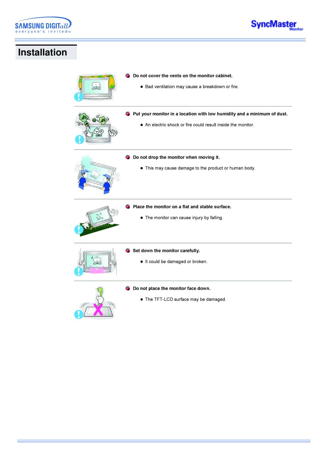 Samsung CK40PSNBG/EDC, CK40PSNSG/EDC, CK40PSNB/EDC, CK40PSSS/EDC, CK40PSNBF/EDC, CK40PSSB/EDC, CK40BSNS/EDC manual Installation 