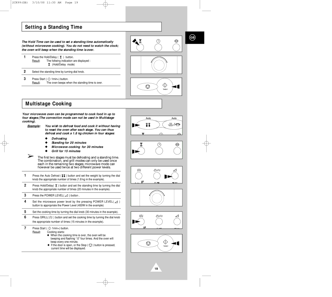 Samsung CK99FS manual Setting a Standing Time, Multistage Cooking 