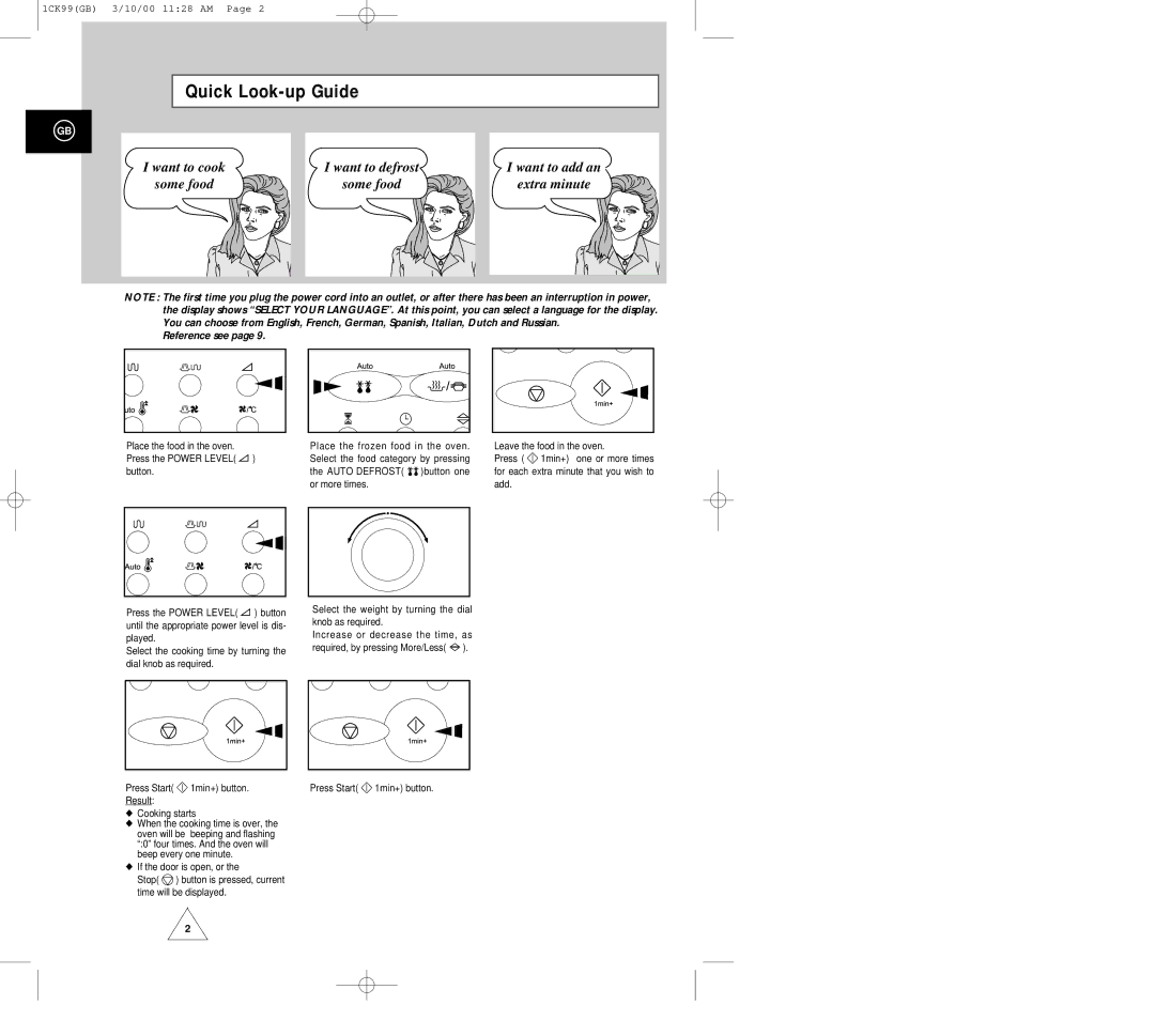 Samsung CK99FS manual Quick Look-up Guide, Reference see 