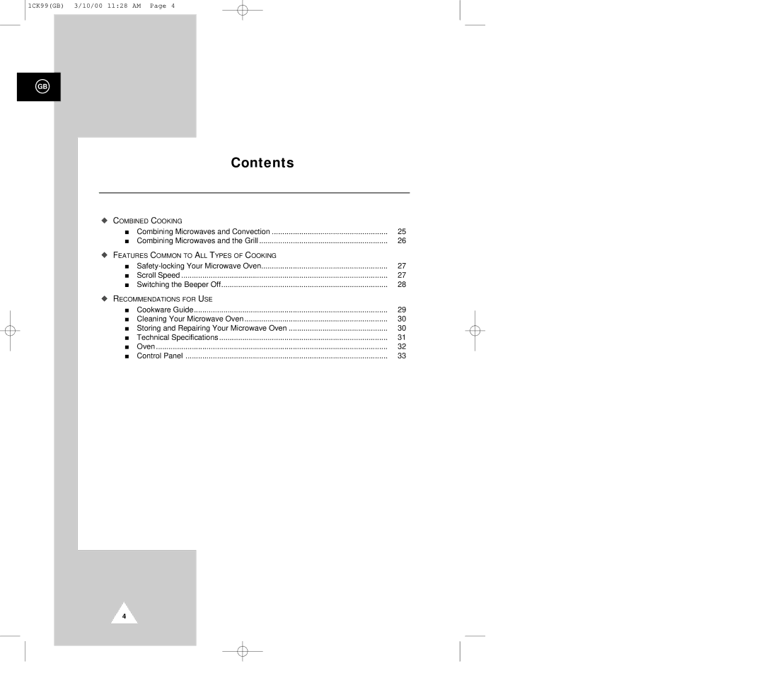 Samsung CK99FS manual Combined Cooking 