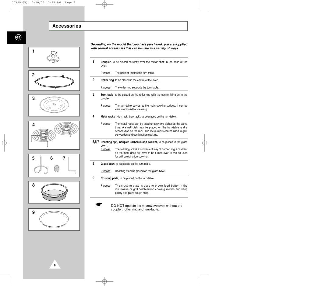 Samsung CK99FS manual Accessories 