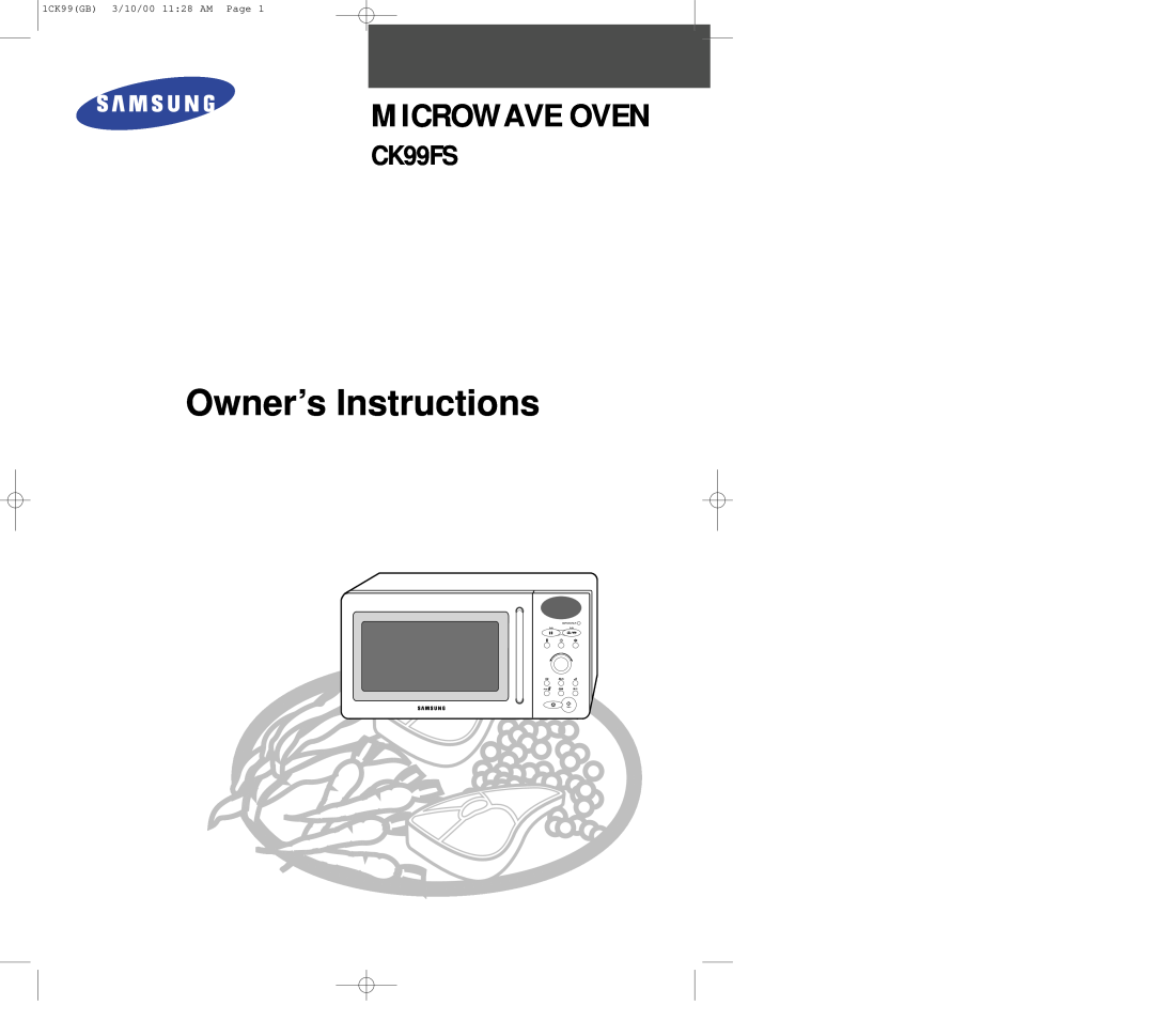 Samsung CK99FS manual Microwave Oven, Owner’s Instructions, 1CK99GB 3/10/00 1128 AM Page 