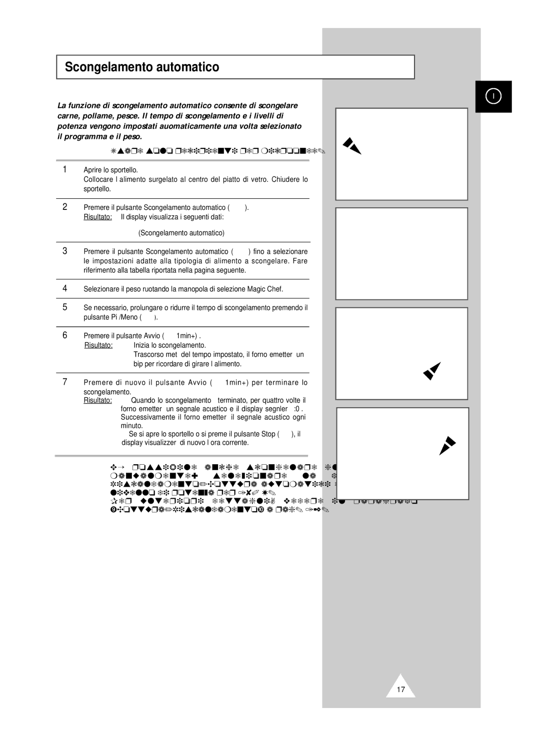 Samsung CK99FS/XET manual Scongelamento automatico, Usare solo recipienti per microonde 