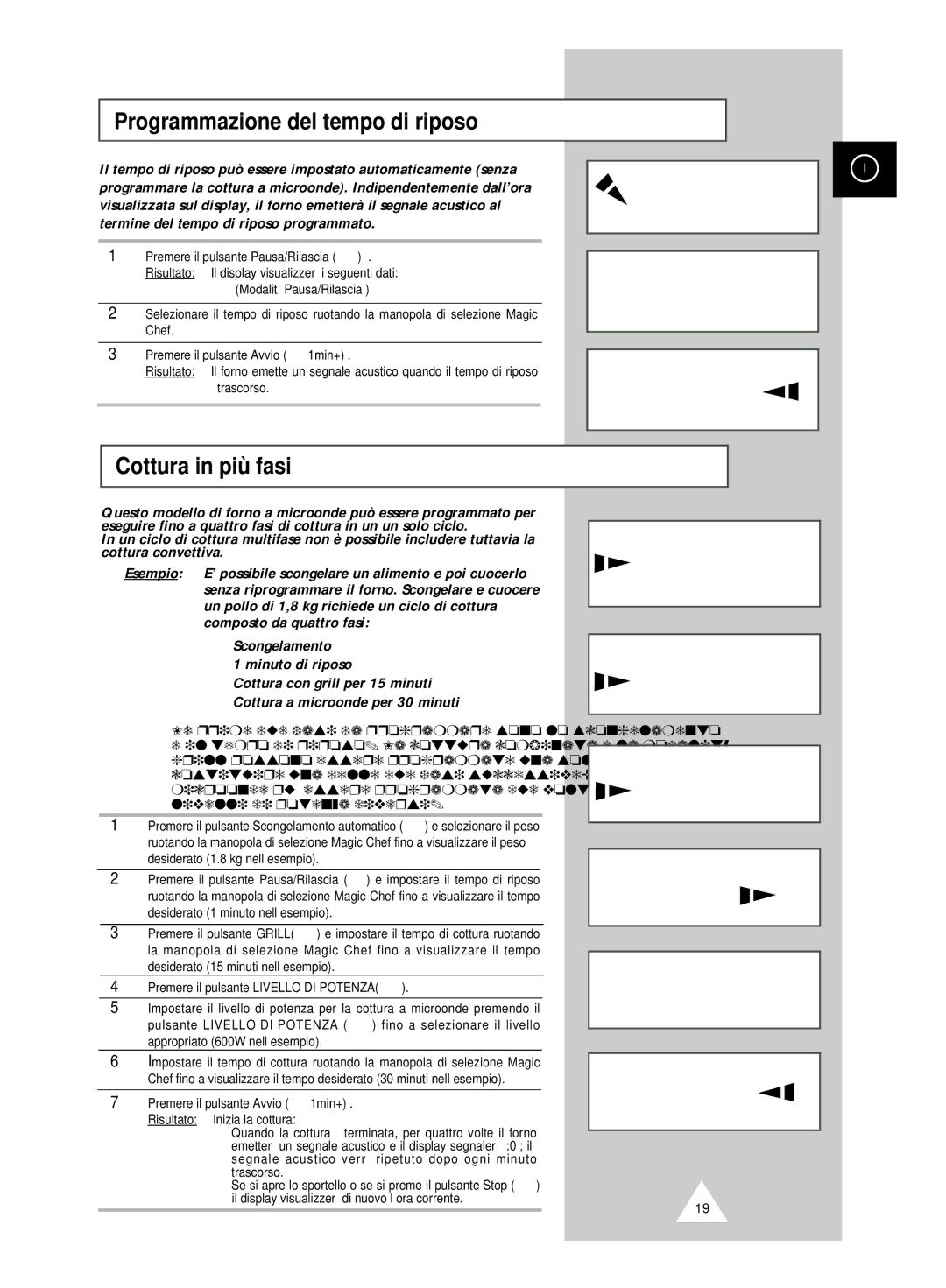 Samsung CK99FS/XET manual Programmazione del tempo di riposo, Cottura in più fasi 