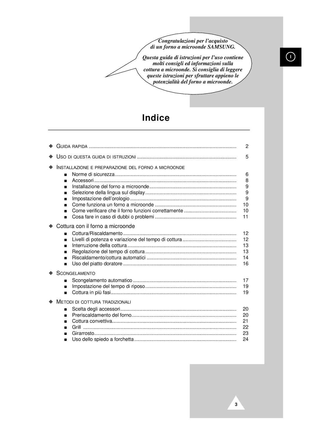 Samsung CK99FS/XET manual Indice 