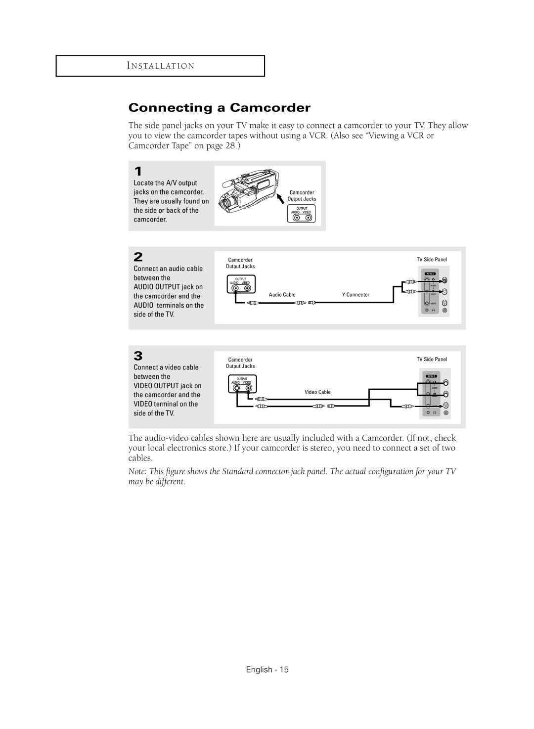 Samsung CL-21M40MQ, CL-21K40MQ manual Connecting a Camcorder 