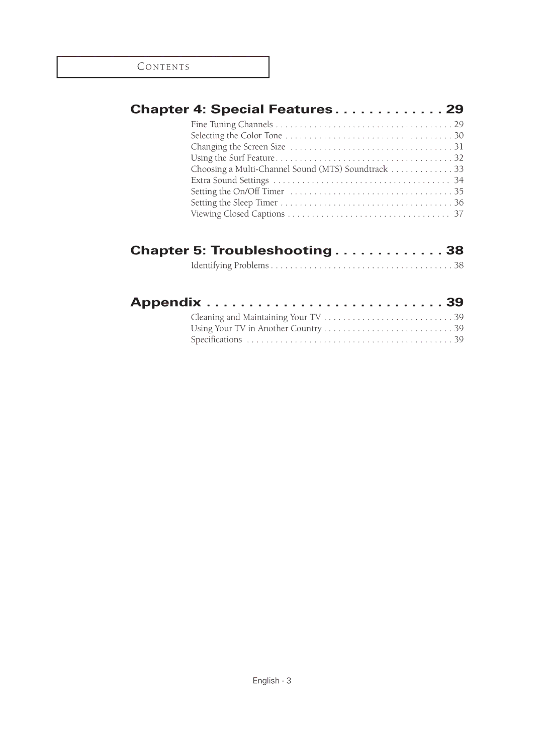 Samsung CL-21M40MQ, CL-21K40MQ manual Special Features, Troubleshooting, Appendix 