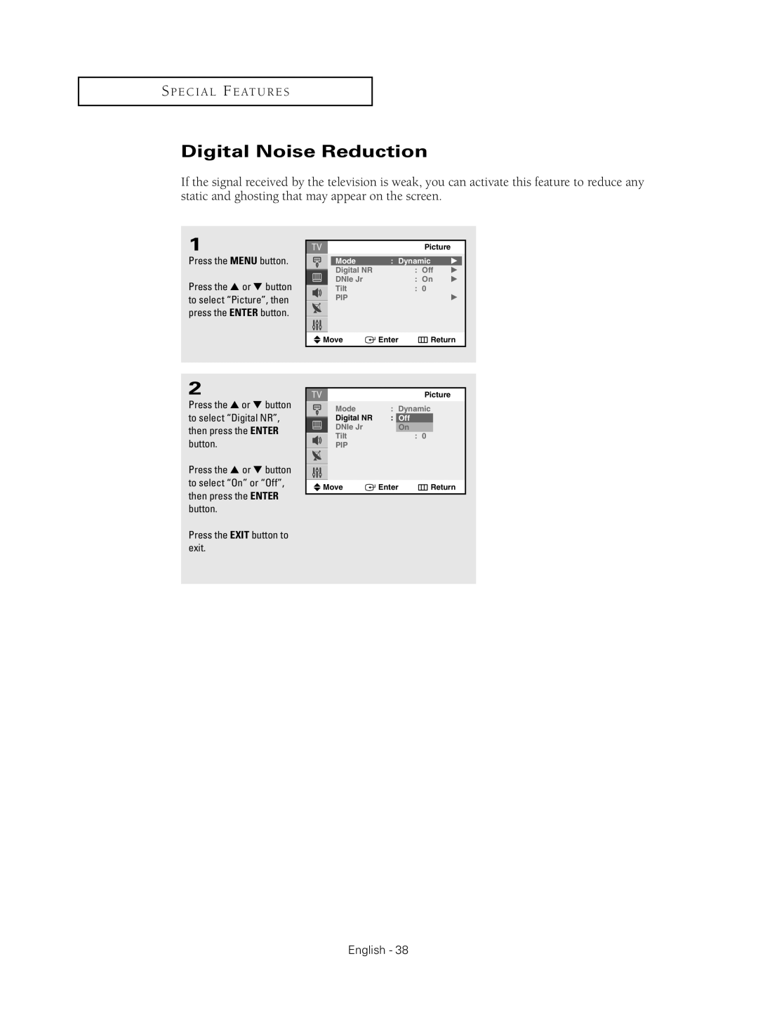 Samsung CL-21Z30 manual Digital Noise Reduction 