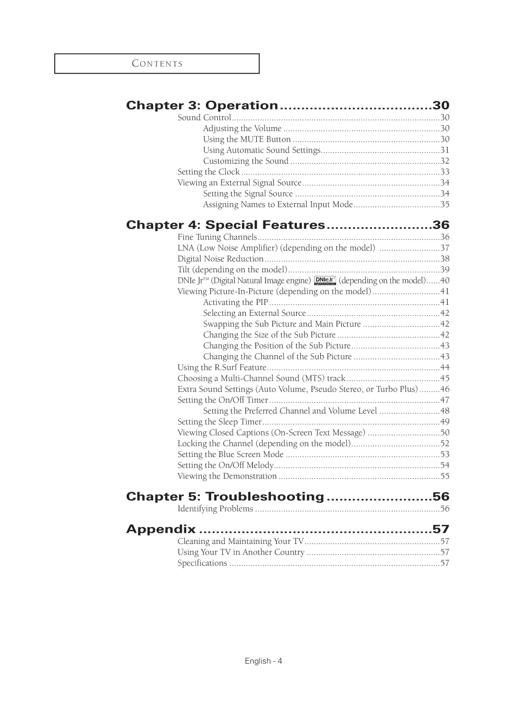 Samsung CL-21Z30 manual Special Features, Troubleshooting, Appendix 