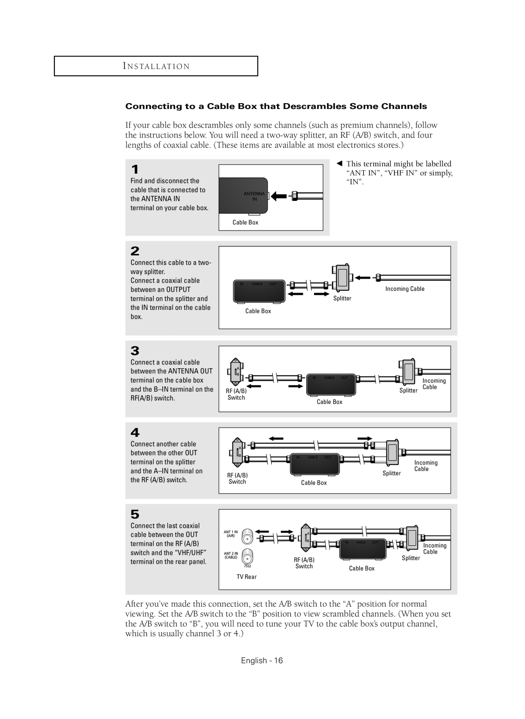 Samsung CL-29Z40MQ manual Connecting to a Cable Box that Descrambles Some Channels 