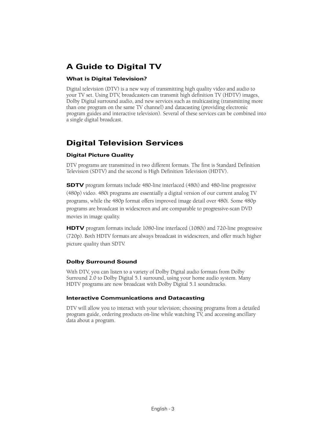 Samsung CL-29Z40MQ manual Guide to Digital TV, Digital Television Services 