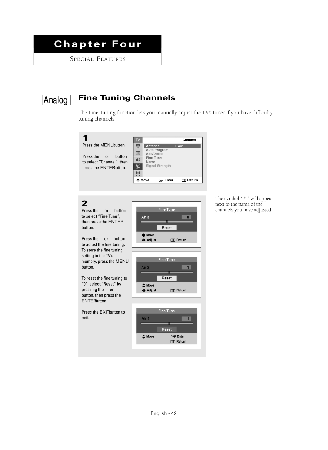 Samsung CL-29Z40MQ manual Analog, Fine Tuning Channels 