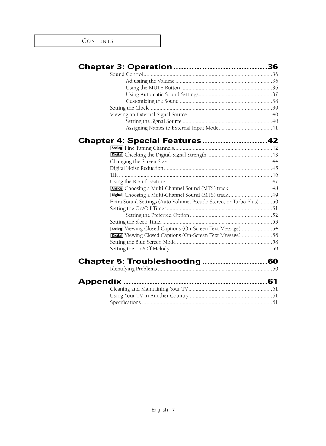 Samsung CL-29Z40MQ manual Special Features, Troubleshooting, Appendix 