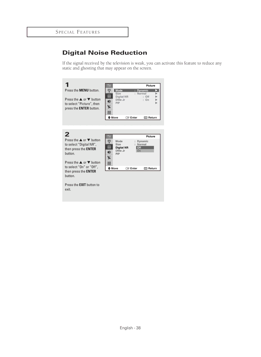 Samsung CL21M2 manual Digital Noise Reduction 