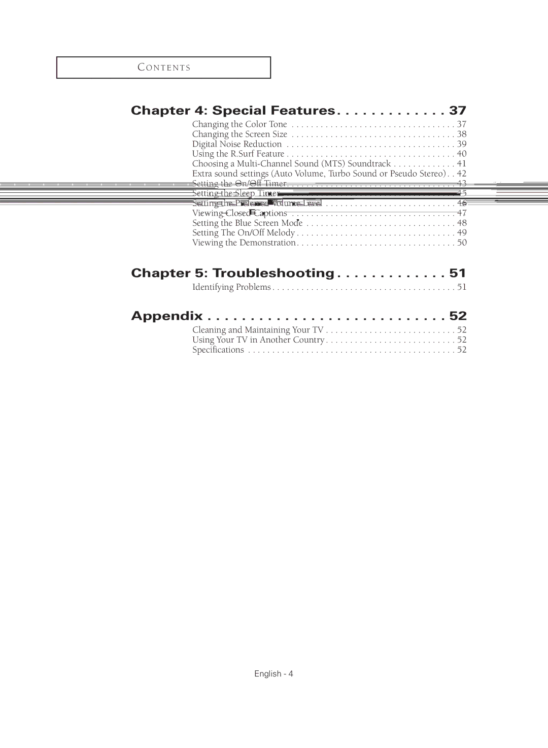 Samsung CL29M16MQD manual Special Features, Troubleshooting, Appendix 