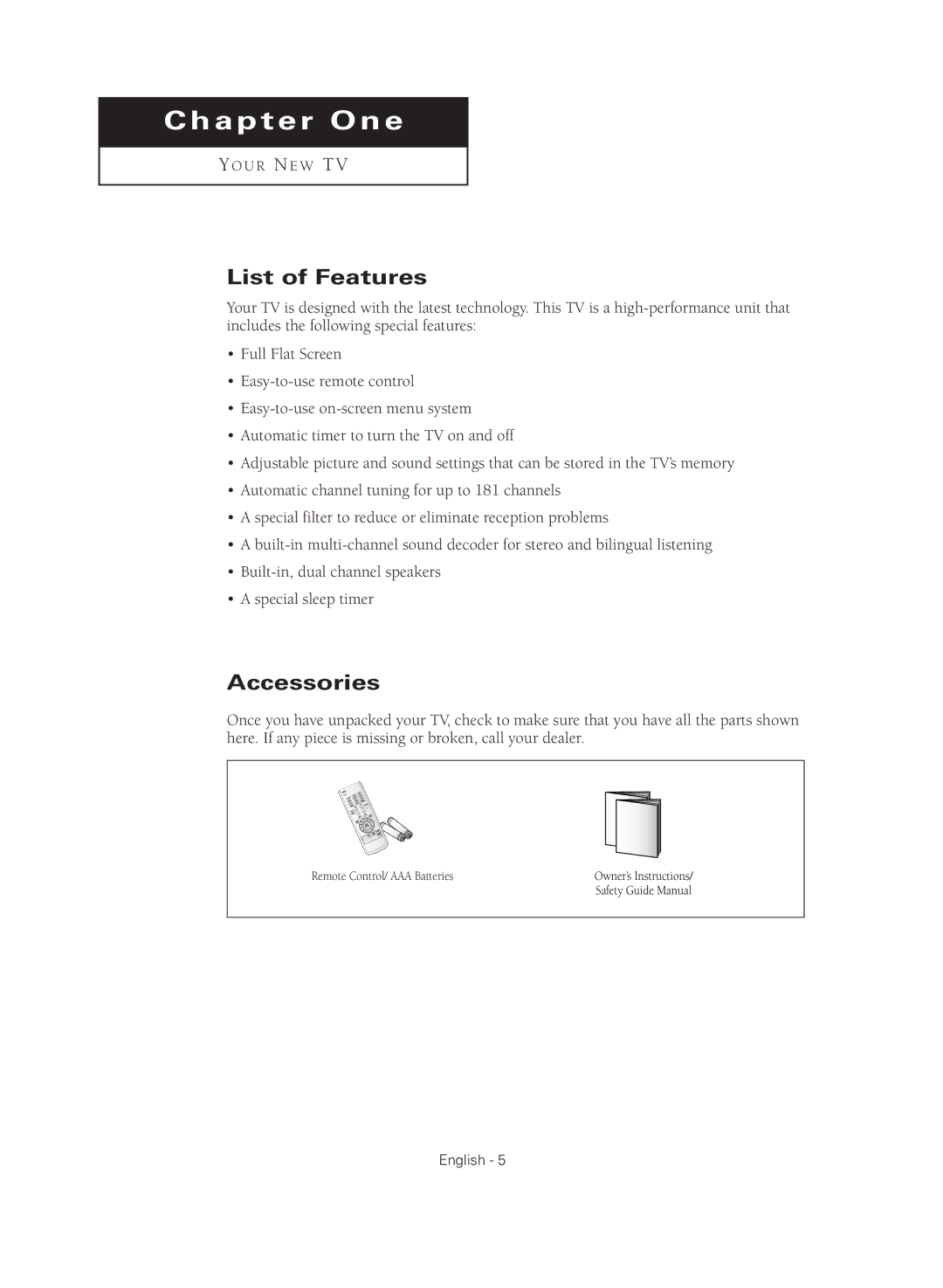 Samsung CL29M16MQD manual List of Features, Accessories 