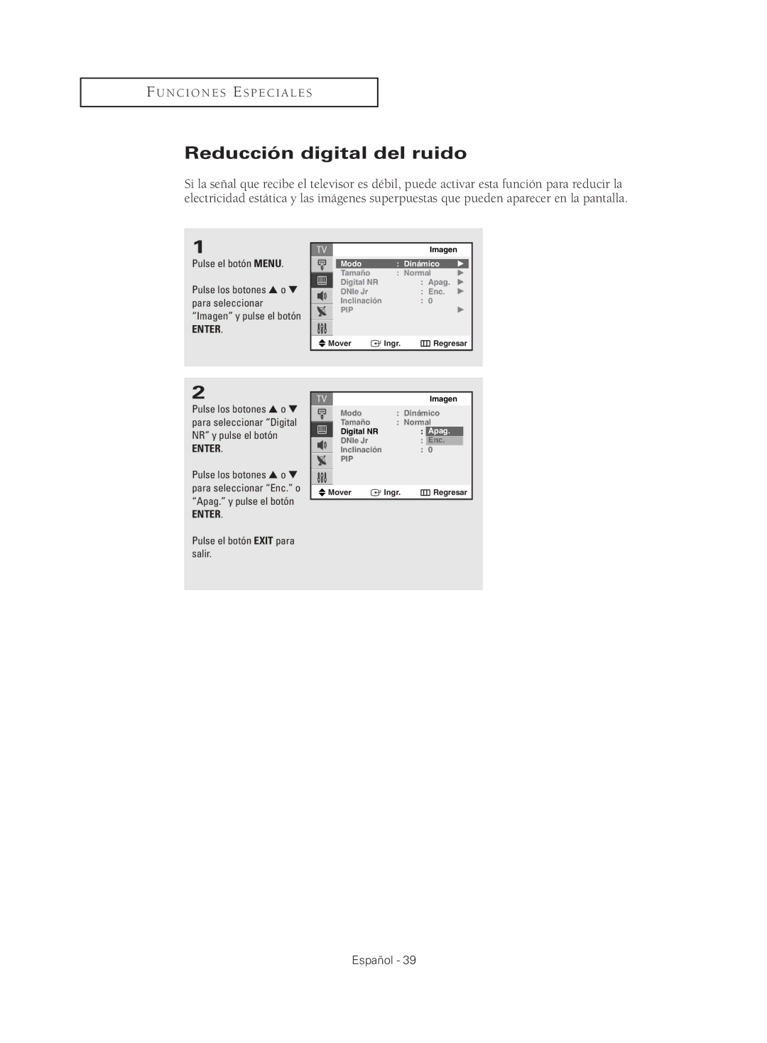 Samsung CL29K5, CL29M21, CL29M16, CL29T21, CL25M21 manual Reducción digital del ruido 