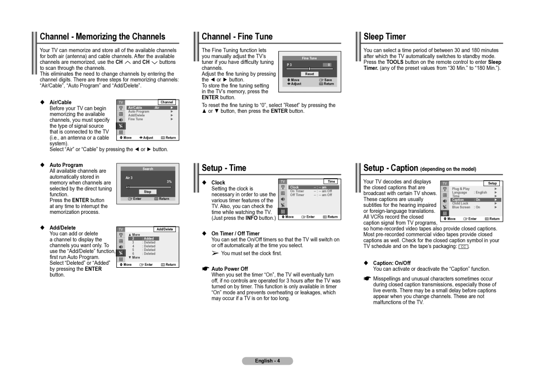 Samsung 2Z55, CL2Z43, 2BH0 manual Setup Time 